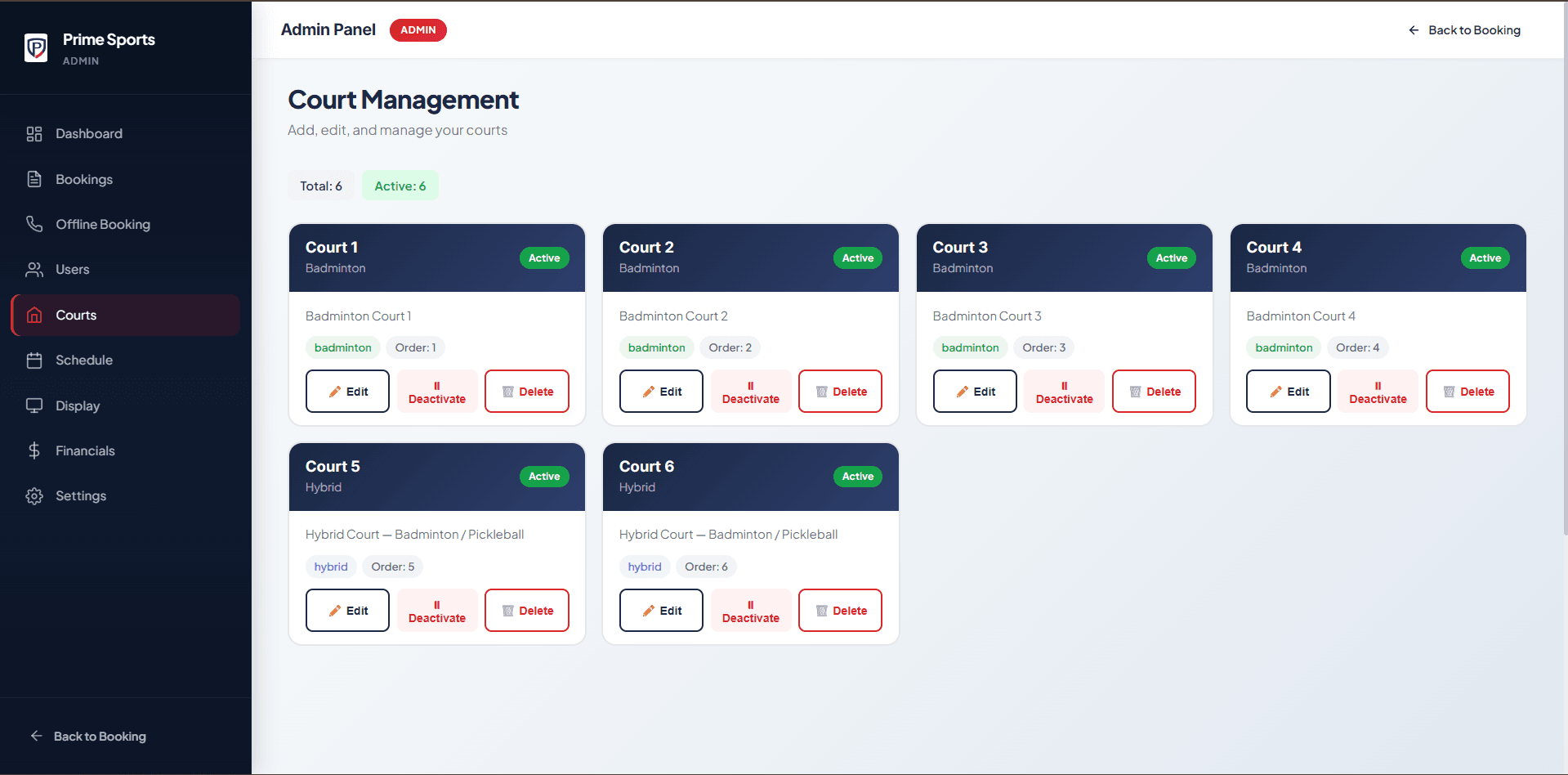 Prime Sports Centre Booking System screen 5