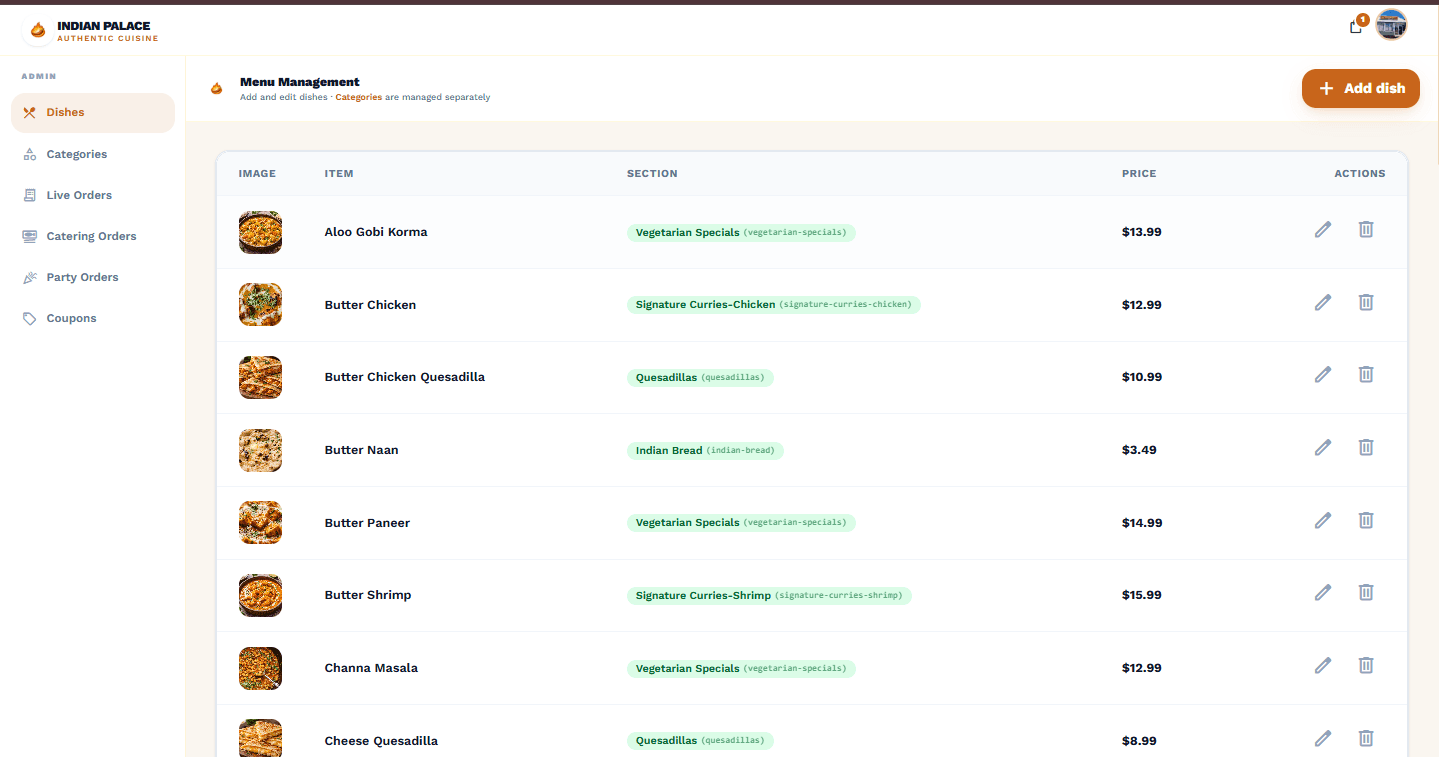 Indian Palace Charleston – Restaurant Website Development screen 3